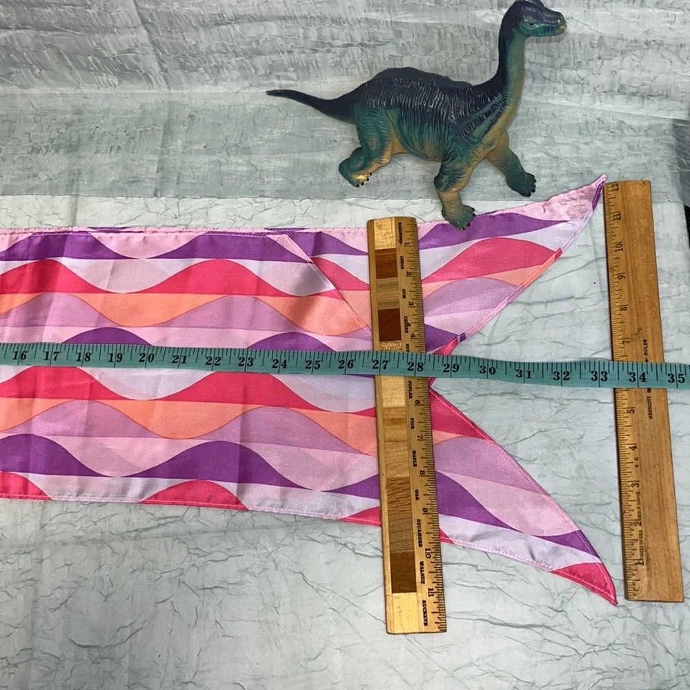 Vintage Pinks and Purples Wavy Asymmetrical Neck Tie Scarf